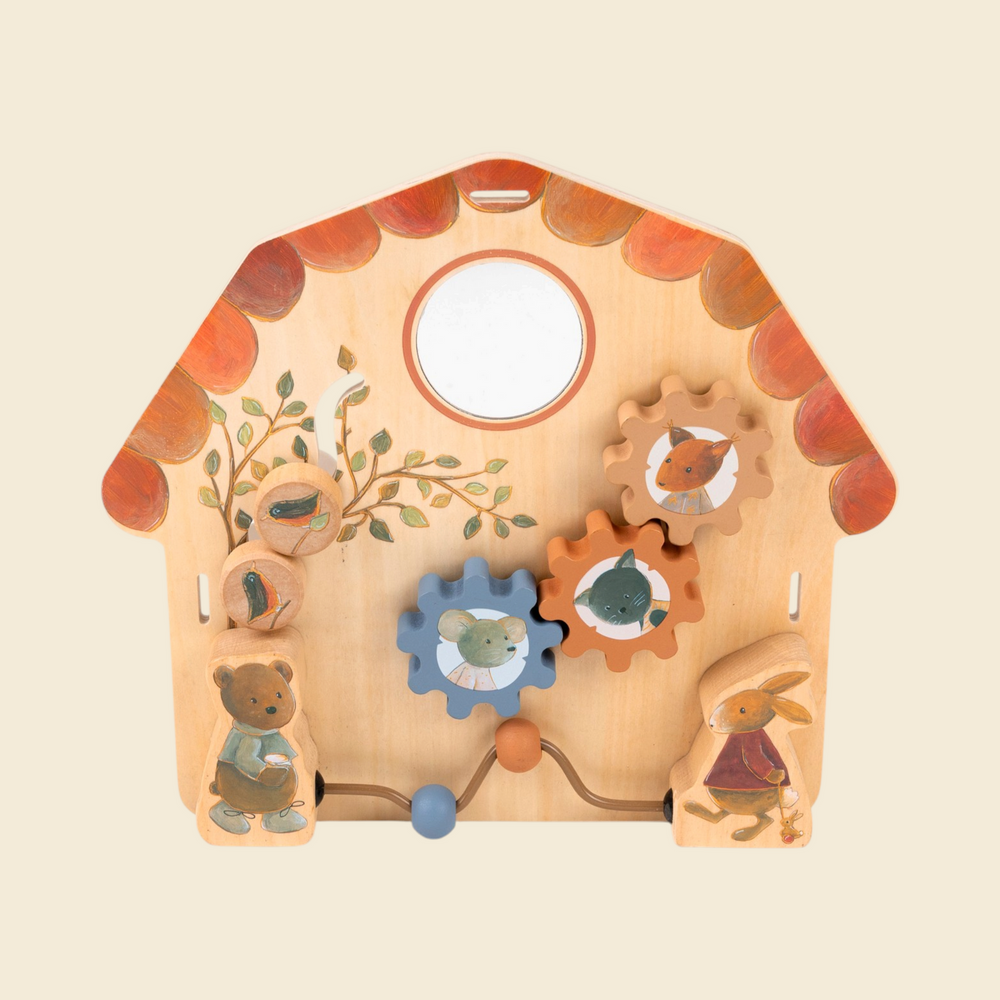 Tableau d'activités bébé en bois