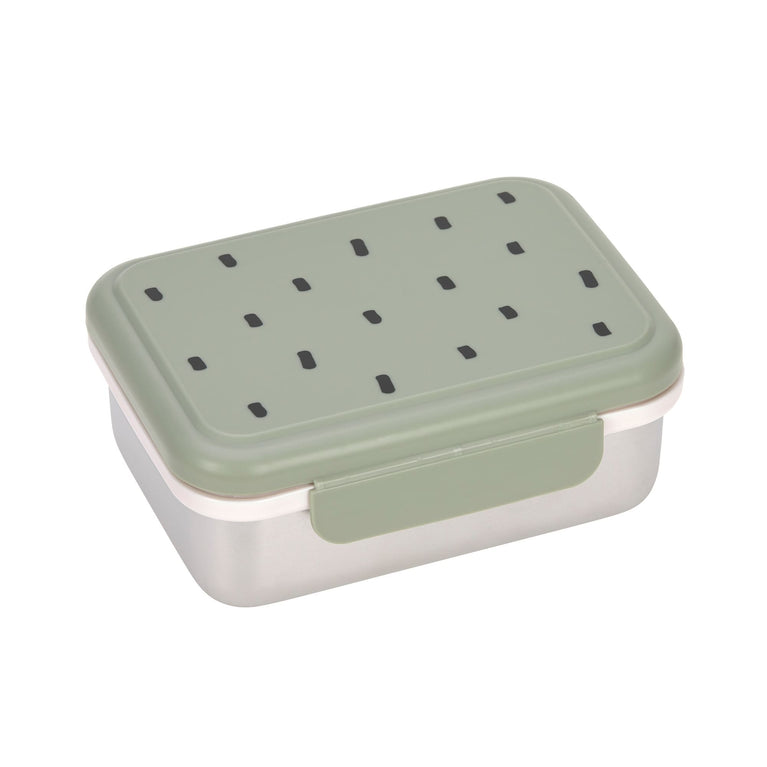 Boîte à goûter inox enfants, Happy Prints clair olive