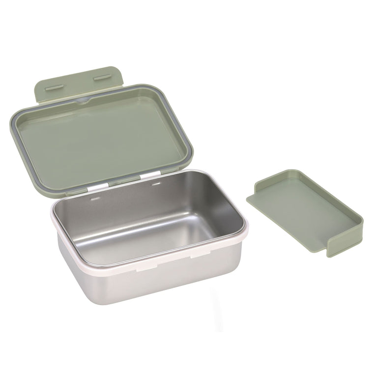 Boîte à goûter inox enfants, Happy Prints clair olive