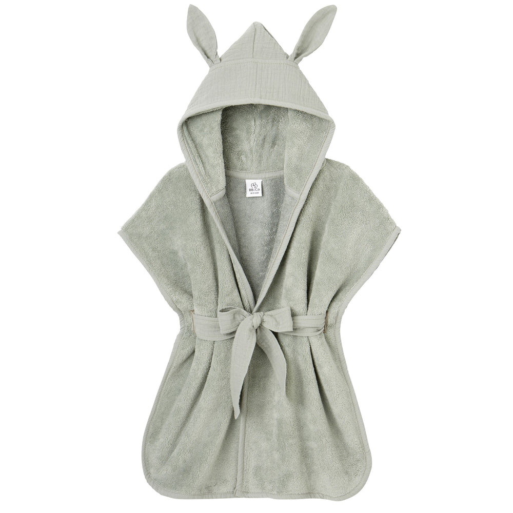 Peignoir bambou et gaze de coton vert de gris