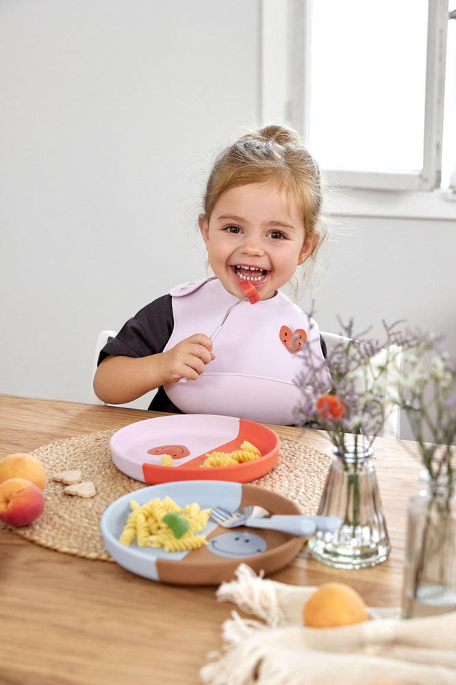 Assiette en silicone enfants - Happy Rascals, Cœur lavande