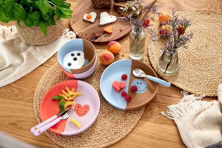 Bol en silicone enfants - Happy Rascals, Smile bleu ciel