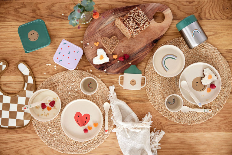 Lot de 4 cuillères - Happy Rascals, Smile bleu ciel