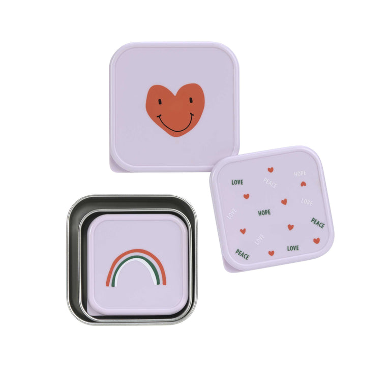 Boîtes à goûter enfants (Lot de 3) - Happy Rascals, Cœur lavande