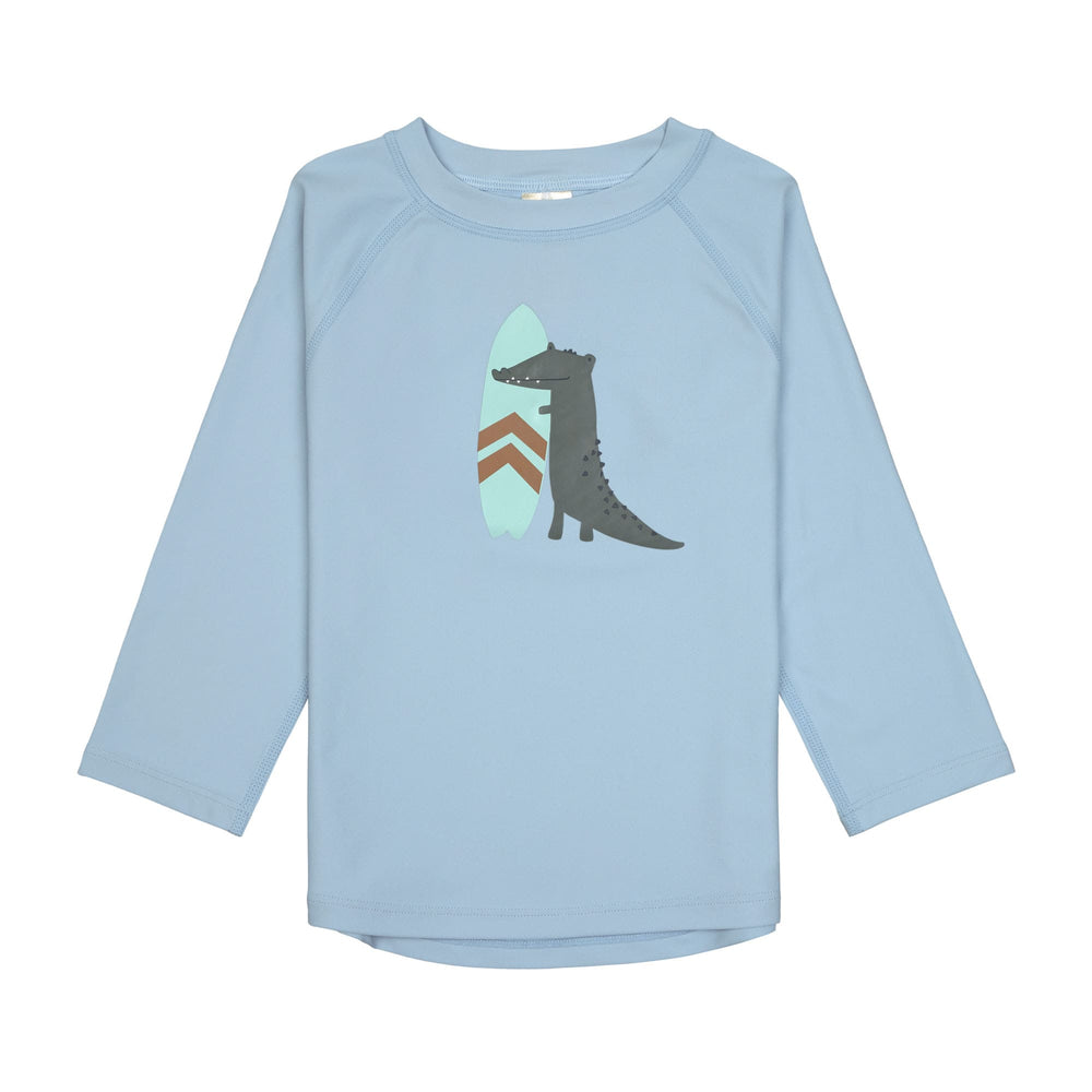T-shirt de bains à manches longues enfants (anti-UV) - Crocodile, bleu ciel