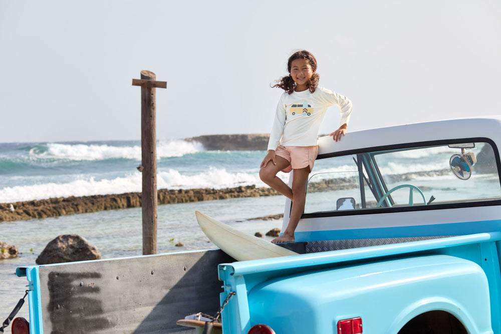 T-shirt de bains à manches longues enfants (anti-UV) - Camper, écru