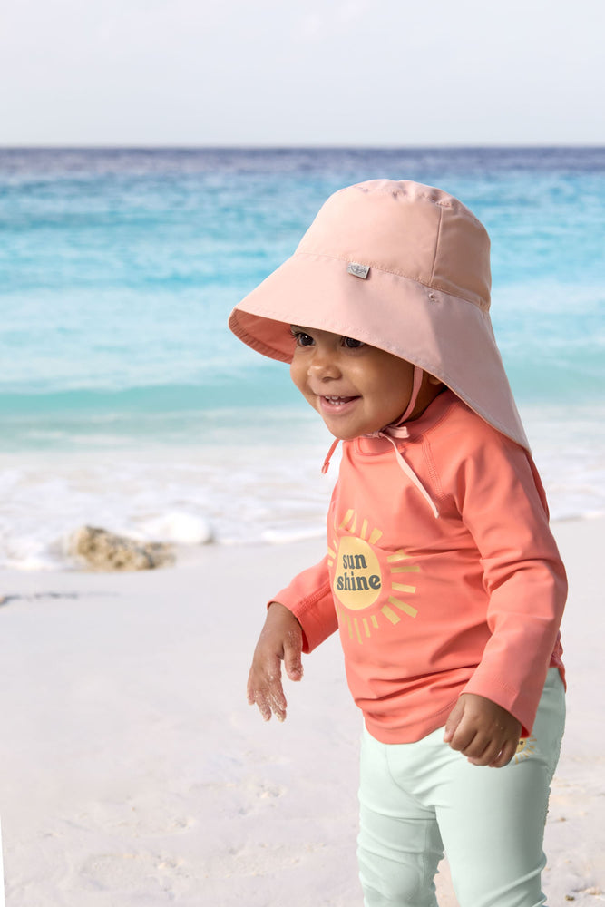 T-shirt de bains à manches longues enfants (anti-UV) - Soleil, corail