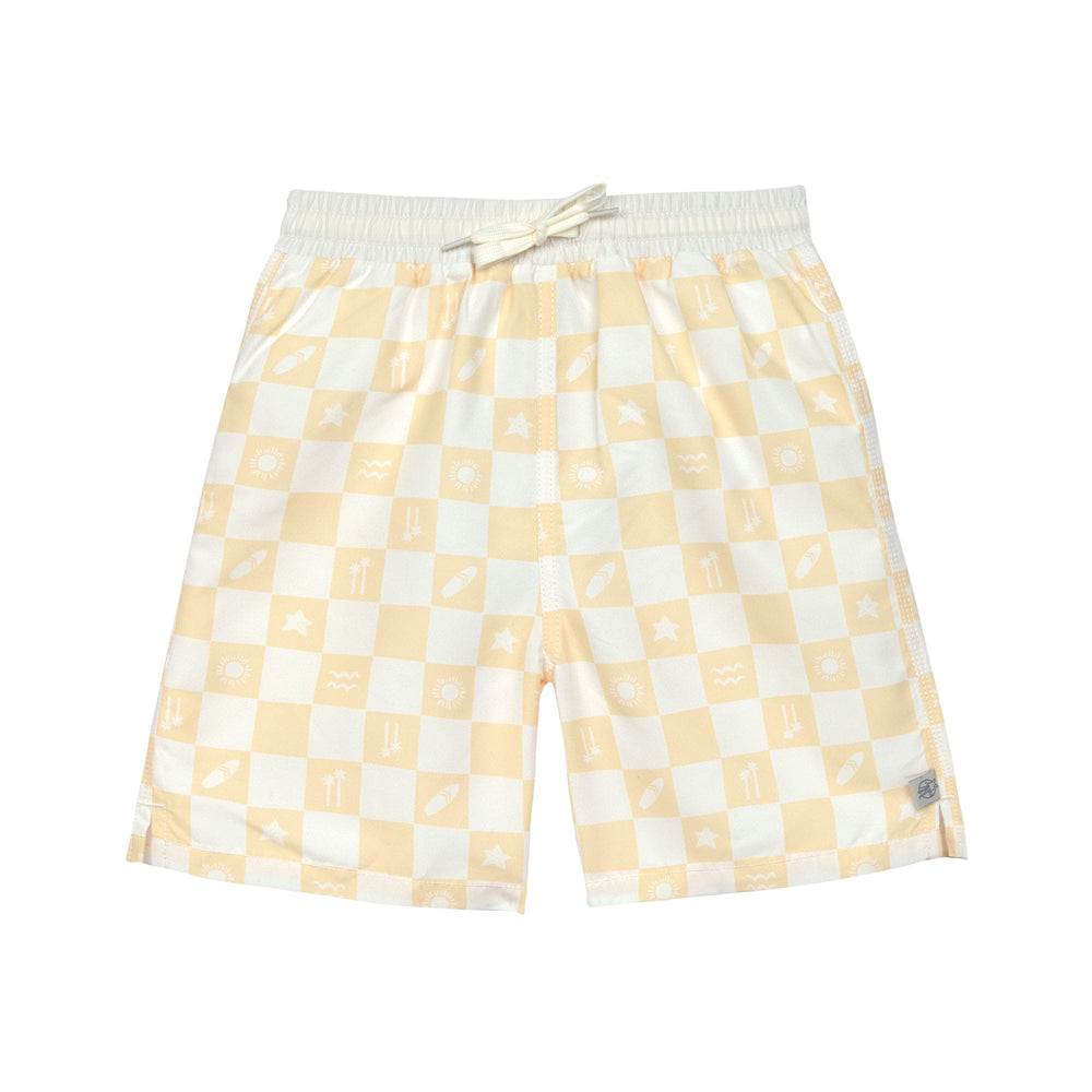 Short de bain anti-UV enfants - à carreaux, vanille 4 ans
