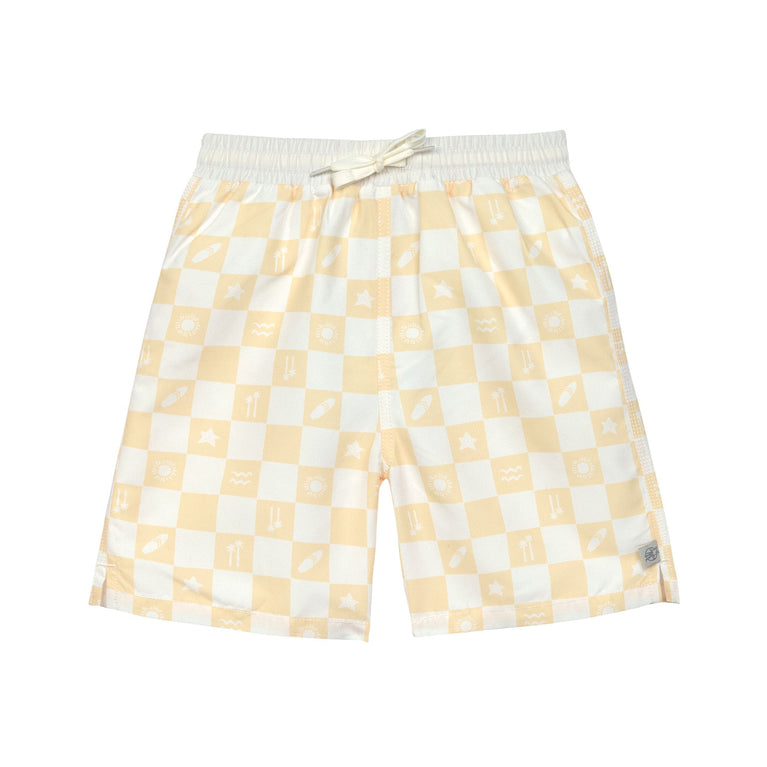 Short de bain anti-UV enfants - à carreaux, vanille 4 ans