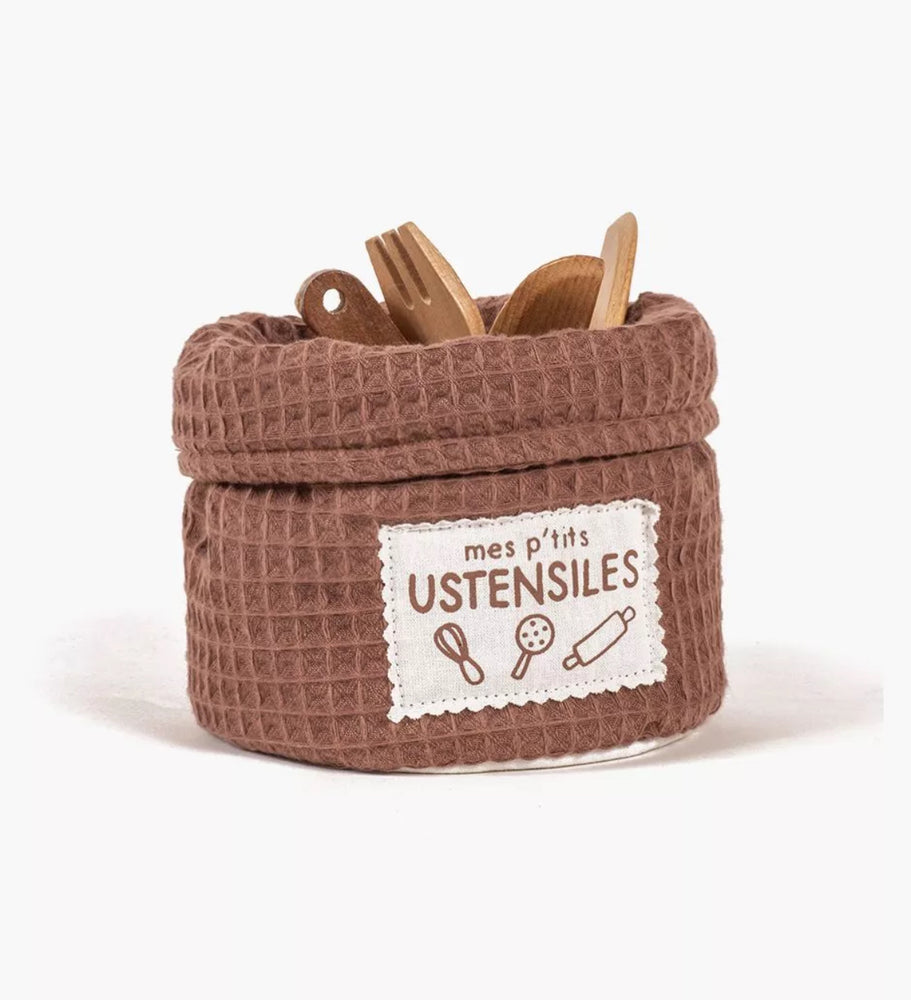 Pochon “Set cuisine” en nid d’abeille châtaigne - sans accessoires