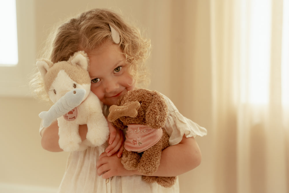 Peluche chien avec sac de transport - Jackie