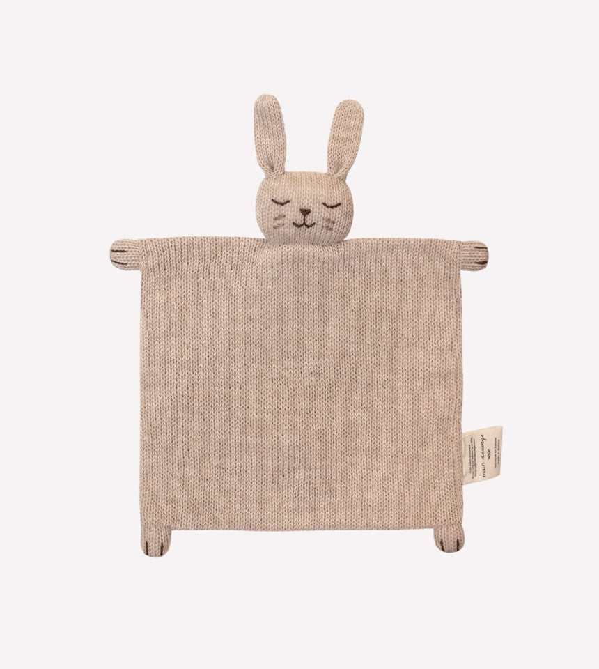 Doudou plat tricoté - lapin sable