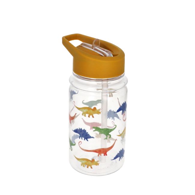 Gourde enfant paille jaune Dinosaures 450ml
