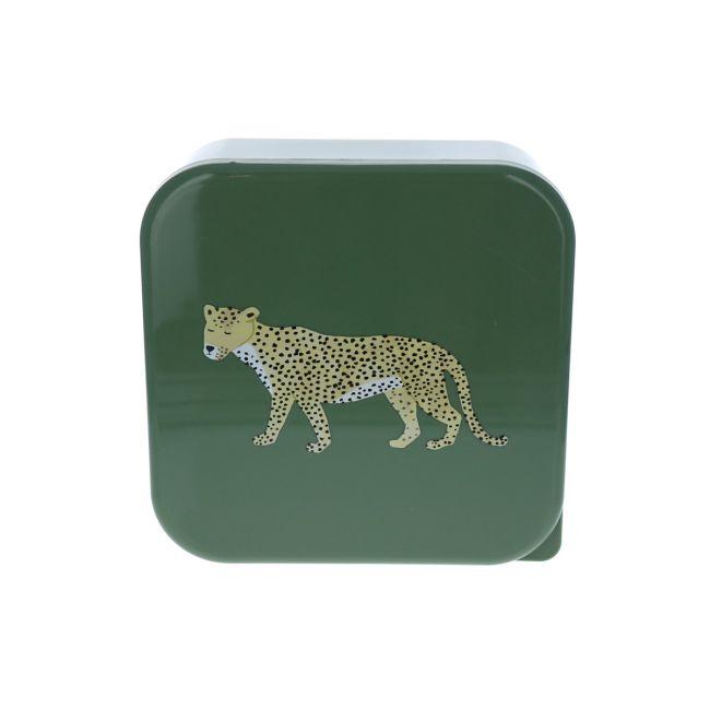 Lot de 2 boîtes à goûter kaki Léopard
