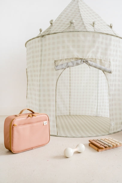 Tente de jeu en tissu recyclé - Vichy beige