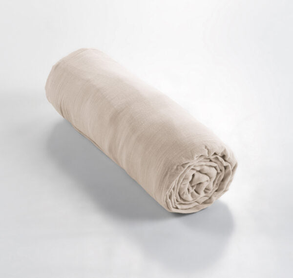 Drap housse 90 x 190 cm Gaze de coton unie GAÏA Pampa