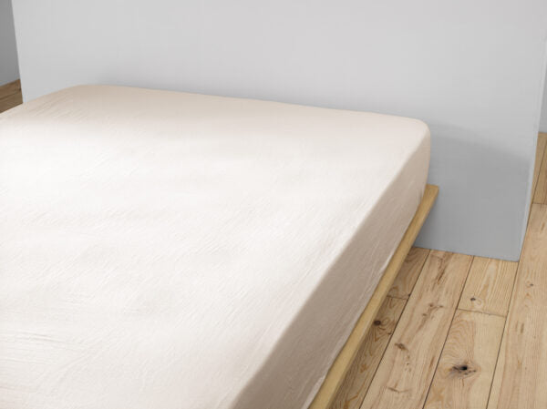 Drap housse 90 x 190 cm Gaze de coton unie GAÏA Pampa