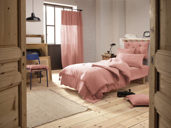 Housse de couette 140 x 200 cm Gaze de coton unie GAÏA Pêche