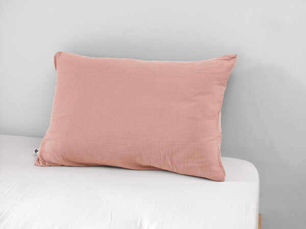 Taie d’oreiller 50 x 70 cm Gaze de coton unie GAÏA Rose pêche
