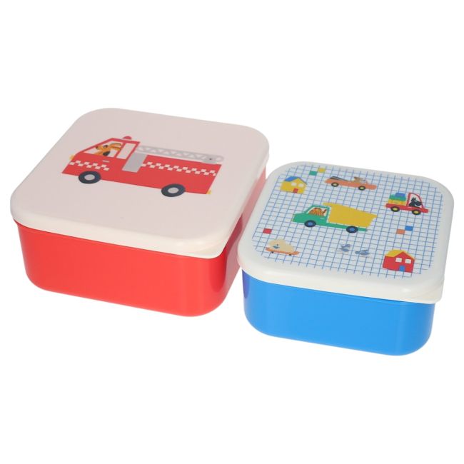 Lot de 2 boîtes à goûter véhicules et chiens - Croquette