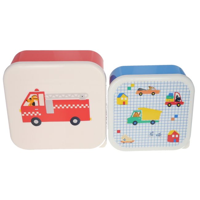 Lot de 2 boîtes à goûter véhicules et chiens - Croquette