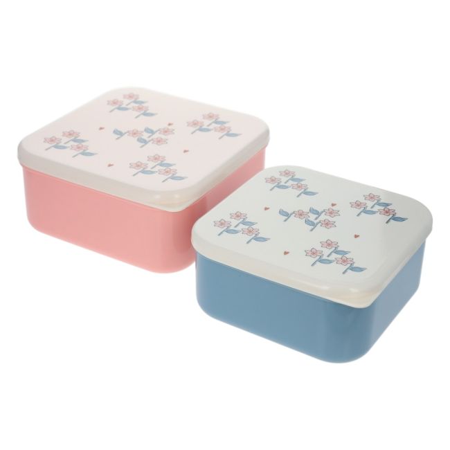 Lot de 2 boîtes à goûter fleuries - À la cueillette