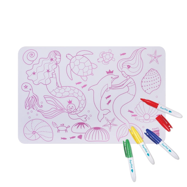 Coloriage nomade : Mini Playmat SIRENE - 4 feutres inclus