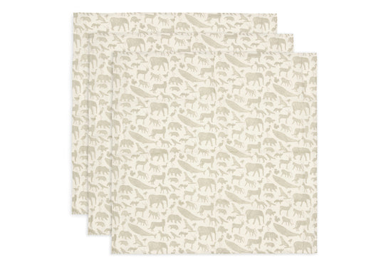 Lange Gaze de Coton Small 70x70cm Olive Green - 3 Unités