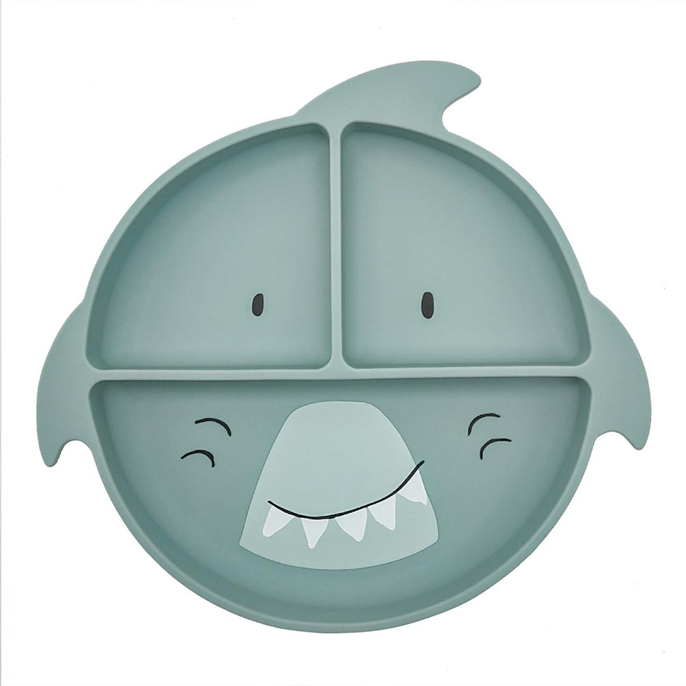 Assiette avec ventouse en silicone et compartiments - Mr. Shark