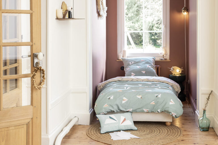 Parure de lit (Housse de couette + 1 Taie d’oreiller) 140 x 200 cm Coton imprimé PETITS PAPIERS