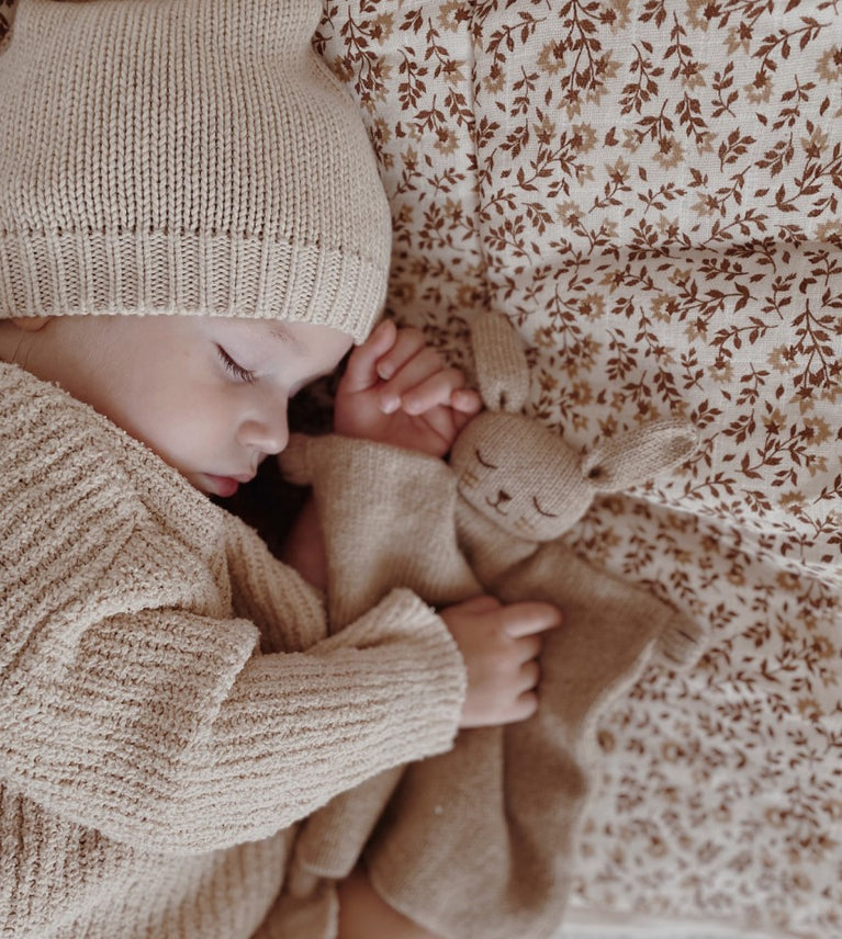 Doudou plat tricoté - ourson sable