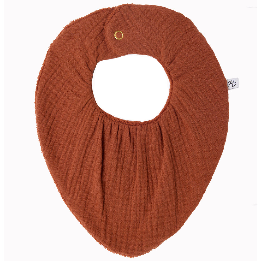 Bavoir-bandana réversible bambou / gaze de coton toffee