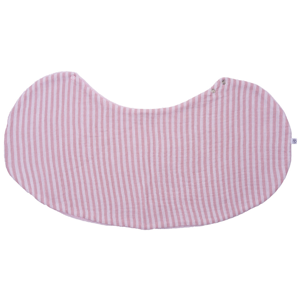 Bavoir 2 en 1 bi-matière (bavoir/ épaule) rayé vieux rose