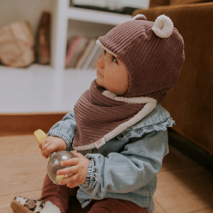 Bonnet velours parme - naissance/36 mois