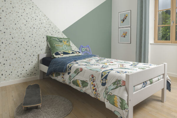 Parure de lit (Housse de couette + 1 Taie d’oreiller) 140 x 200 cm Coton imprimé CALIFORNIA