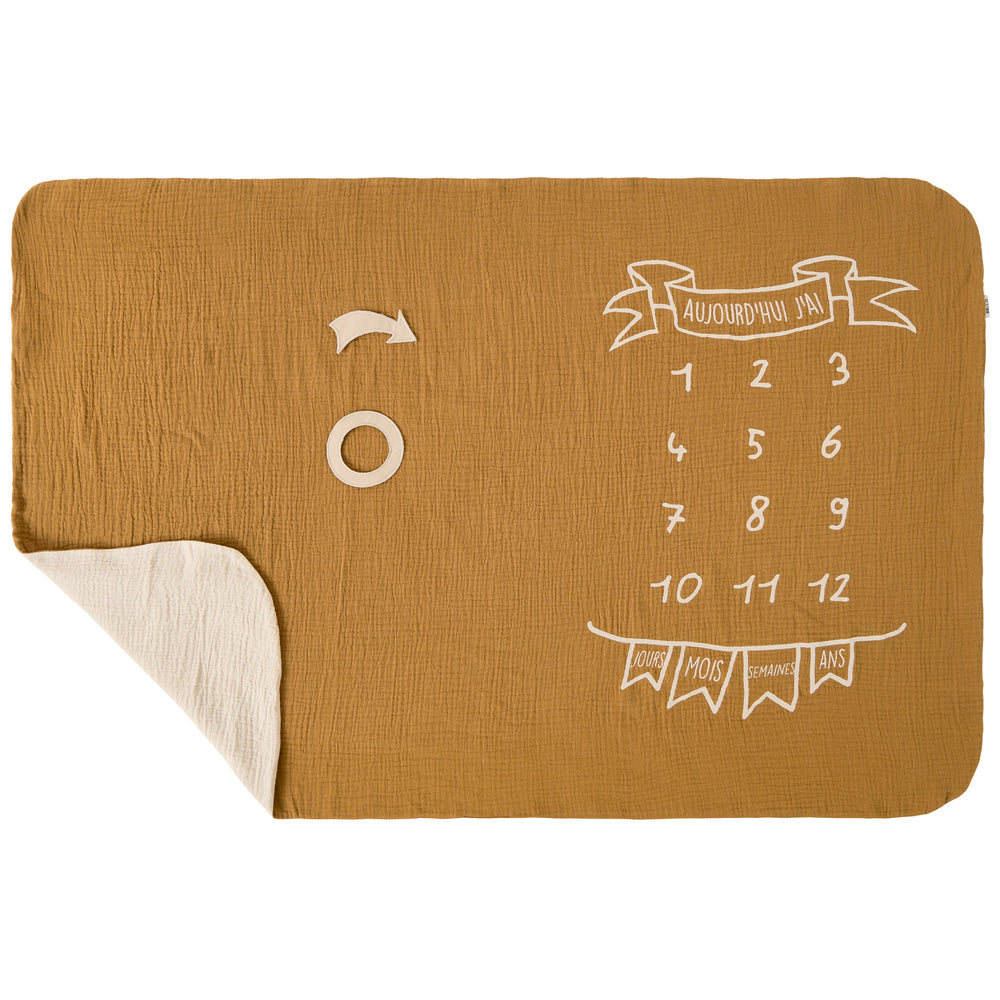 Couverture décor pour photos + 2 accessoires -havane/biscuit