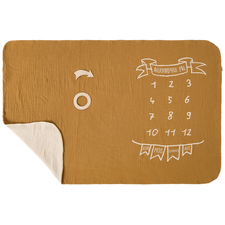 Couverture décor pour photos + 2 accessoires -havane/biscuit