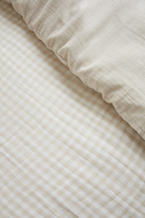Housse de couette réversible 140 x 200 cm Gaze de coton tissée teinte VICKIE Pampa