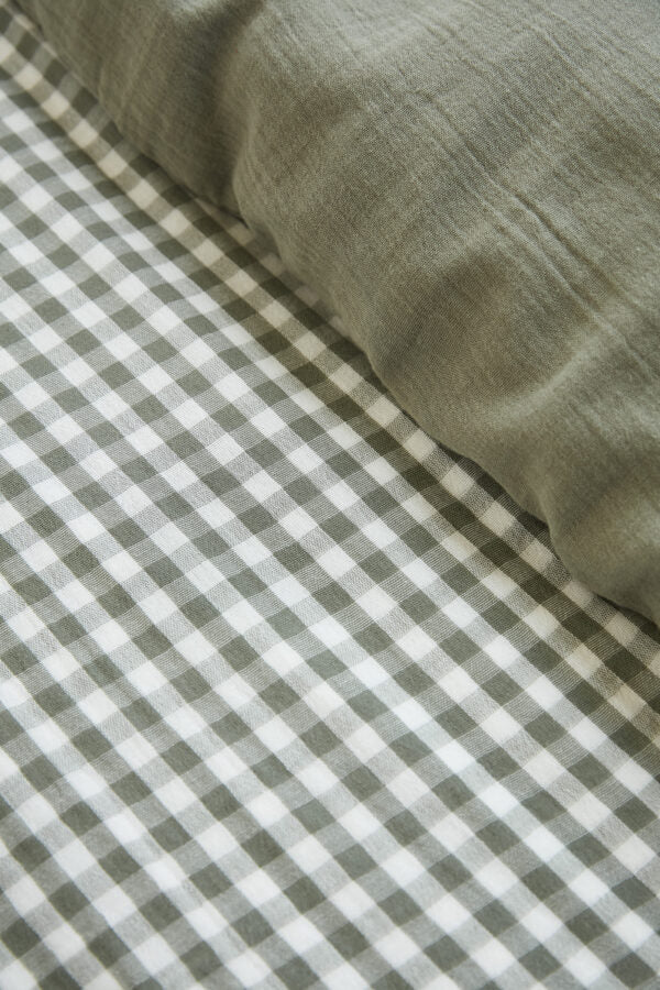 Housse de couette réversible 140 x 200 cm Gaze de coton -VICKIE Romarin