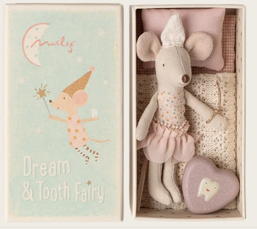 Souris Fée des dents, Petite sœur, dans sa boîte assortie