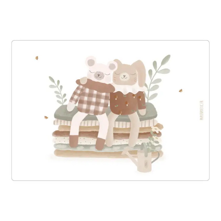 Carte "doudous sur matelas"