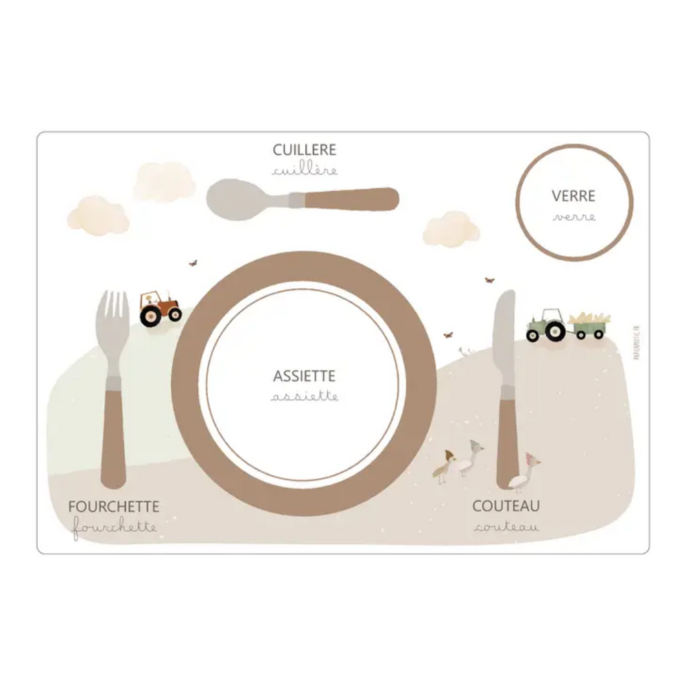 Set de table pédagogique "ferme"