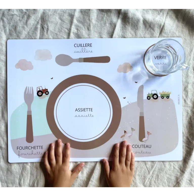 Set de table pédagogique "ferme"