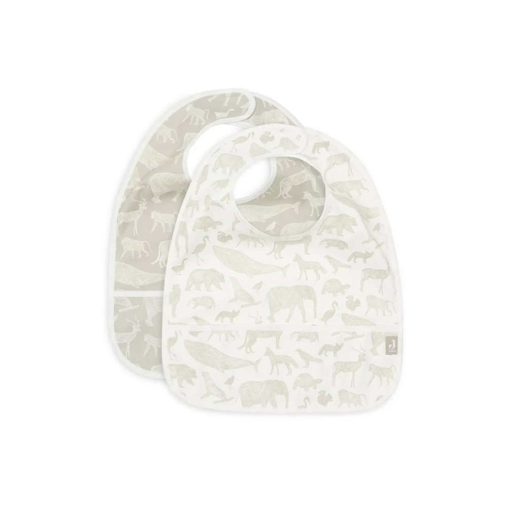 Bavoirs imperméables - Animals Olive Green (lot de 2)