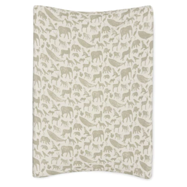 Housse matelas à langer - Animaux vert olive