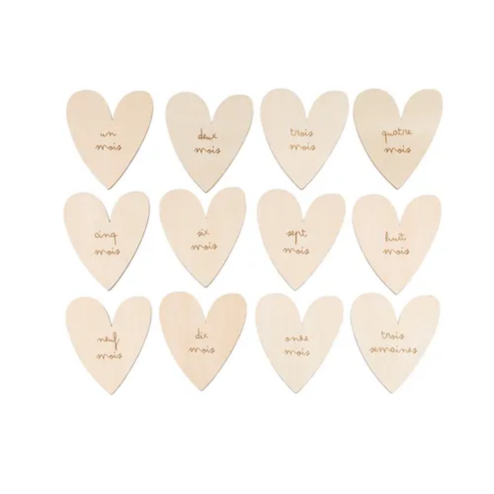 Carte étape en bois "neuf mois pour te créer, l'éternité pour t'aimer"