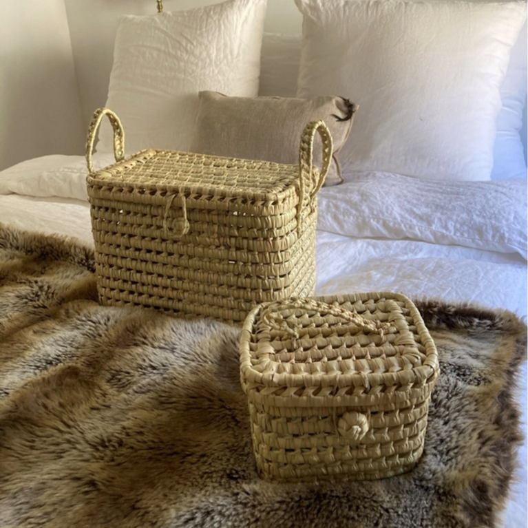 Petite valisette / vanity en feuille de palmier