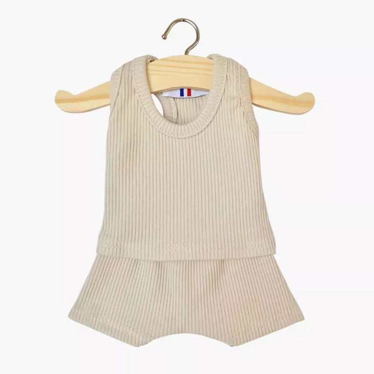 Habit poupon 34/37 cm - Dessous garçon marcel en maille couleur lin
