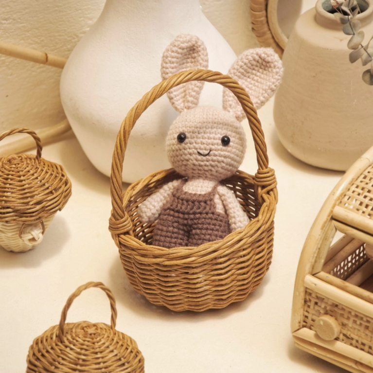 Mini panier en rotin - marron