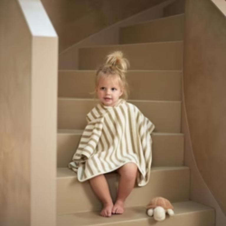 Poncho de Bain Stripe Éponge - Olive Green